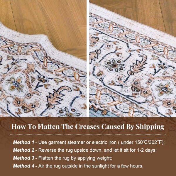 ROCYJULIN 5x7 Area Rugs for Living Room, Faux Wool Area Rugs 5x7 for Bedroom, Low-Pile 5x7 Area Rugs with Non-Slip TPR Backing, 5 x 7 Washable Carpet for High Traffic, Grey & Blue - Image 7