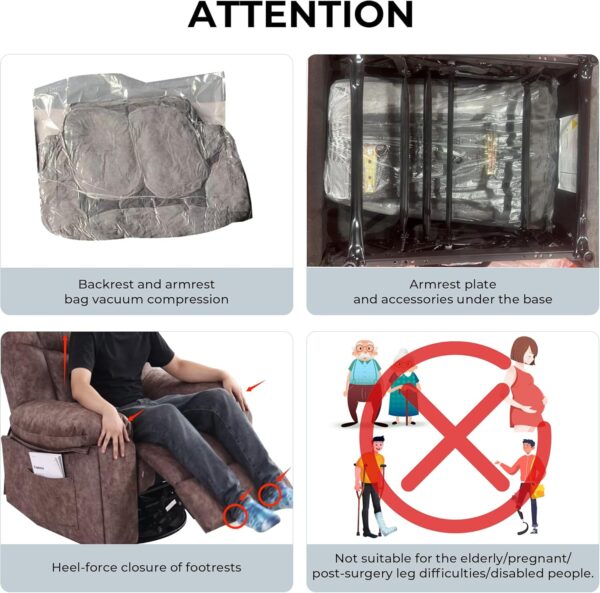 Recliner Chair Massage Rocker with Heated Modern Ergonomic Lounge Swivel Single Sofa Seat Living Room Recliners on Clearance Foam Filling Grey - Image 4