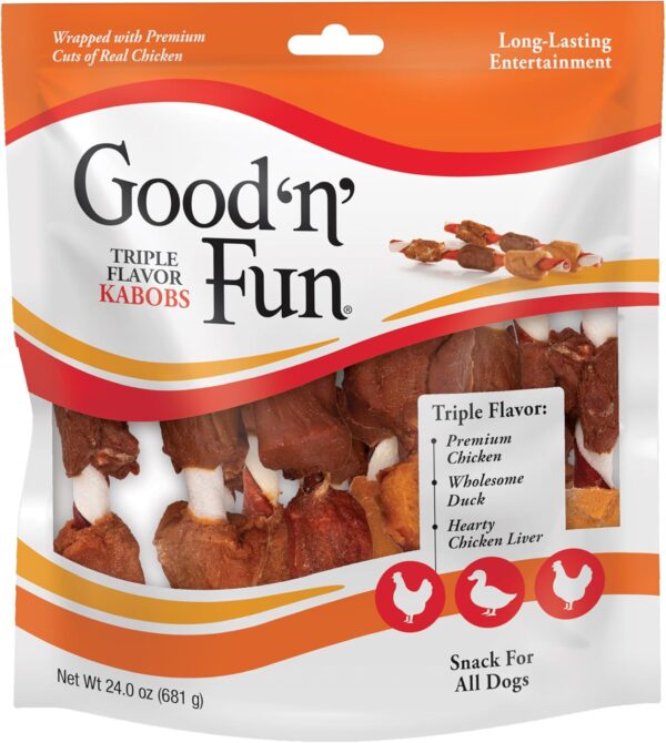 Good'n'Fun Triple Flavored Rawhide Kabobs for Dogs, 24 oz, 36 Count, 2 Pack - Image 2