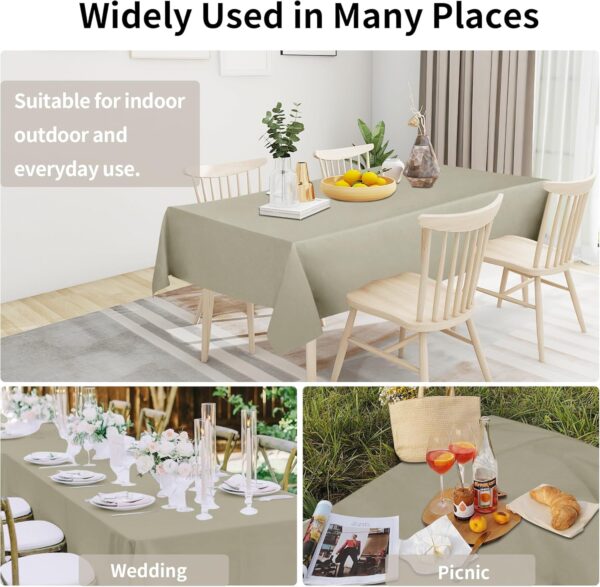 Easy-Going Faux Linen Waterproof Spill-Proof Tablecloth Stain Resistant Rectangle Table Cloth Wrinkle Free Decorative Fabric for Kitchen, Dining, Party, Weddings, Restaurants (60x102 in, Linen) - Image 2