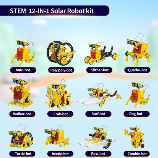 Solar Robot Toys for Kids Ages 8-12, 12-in-1 STEM Projects Science Kits for 8-13 9 10 11 Year Old Teen Boys Girls, 190Pcs DIY Building Experiment Education Sets, Christmas Birthday Gifts Ideas. - Image 3