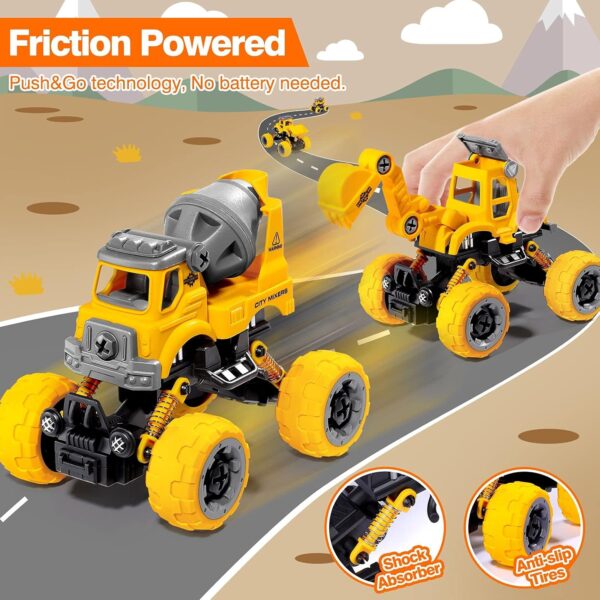 LUDILO 4PCS Take Apart Toys for 4 Year Old Boys Construction Toys with Electric Drill DIY Assembly Building Stem Toys Trucks Gifts for 3 4 5 6 7 8 Year Old Boys Girls Kids Learning Educational Toys - Image 4