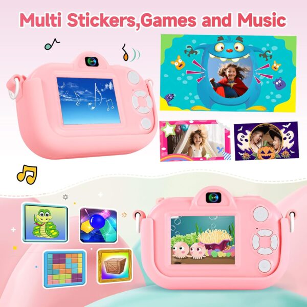 Kids Camera Toys for Ages 3 4 5 6 7 8 9 Girls, 48MP Dual Lens Toddler Camera Kids Digital Camera Christmas Birthday Gift for Kids, Kids Video Camera Selfie Camera with 32G SD Card, Silicone Cover - Image 5