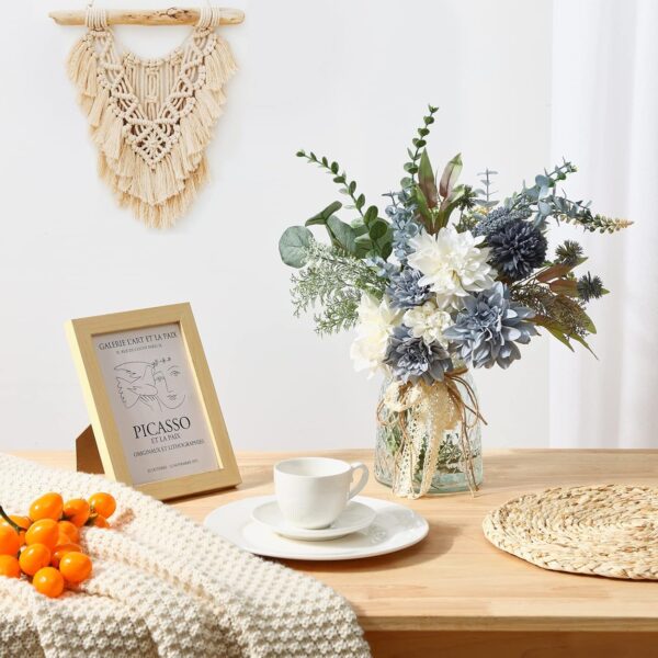 CEWOR Faux Flowers in Vase, Artificial Silk Flowers with Vase, Artificial Floral Table Centerpieces Decor for Farmhouse Coffee Table Living Room Bathroom Plant Decor - Image 4