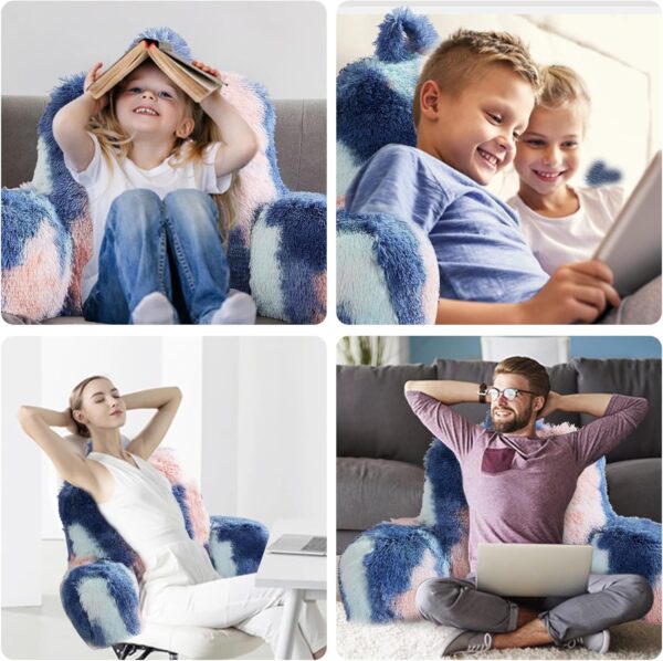 Fluffy Fur Reading Pillow for Adults & Kids Unisize, Stylish Back Pillow for Bed Sitting Up, Bed Chair Pillow with Arms, Adorable Gift for Teens, Bed Rest Sit Up Back Support Pillow - Image 3