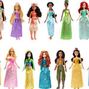 Mattel Disney Princess Toys, Fashion Doll Set with 13 Dolls in Sparkling Clothing & Accessories, Inspired by Disney Movies (Amazon Exclusive)