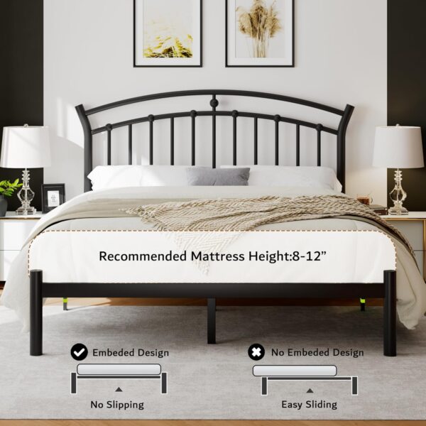 iPormis Full Size Metal Platform Bed Frame with Modern Iron-Art Headboard/Heavy Duty Steel Slats Support/Under Bed Storage/No Box Spring Needed/Easy Assembly/Noise-Free/Black - Image 7