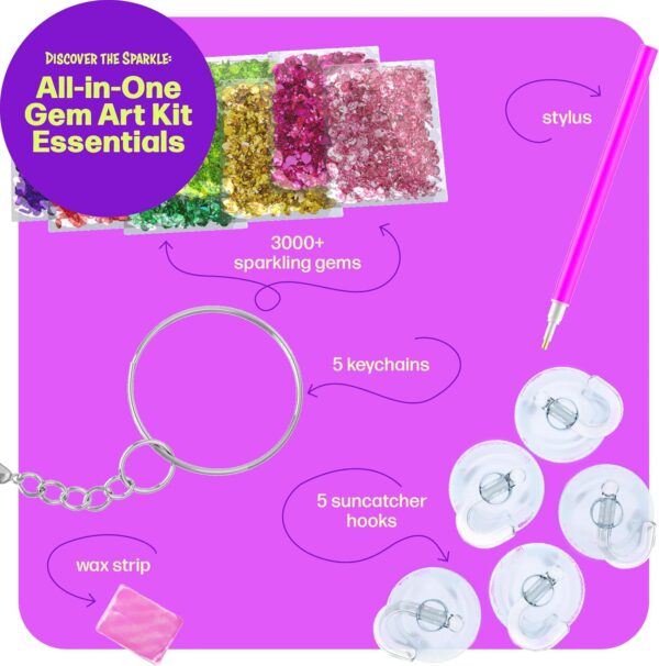 Dan&Darci Diamond Art Kit for Kids - Gem Painting Arts & Crafts Kits for Ages 6-12, Gifts for 6, 7, 8, 9, 10, 11, 12 Year Old Boy & Girl - Girls Birthday Toys Gift Ideas - Craft Activities Age 6+ - Image 2