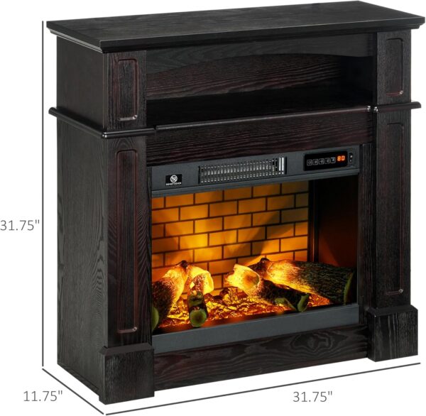 HOMCOM 31.75" W x 31" H Electric Fireplace Mantel TV Stand, Media Console Center Cabinet with a Shelf, Dark Coffee - Image 5