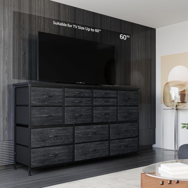EnHomee Dresser TV Stand with Power Outlet 60" TV Stands for Living Room Dresser for Bedroom with 16 Drawers for TV Stand with Storage TV Stand for Bedroom Media TV Console Table 51.1''W*11.8''*34.8'' - Image 2