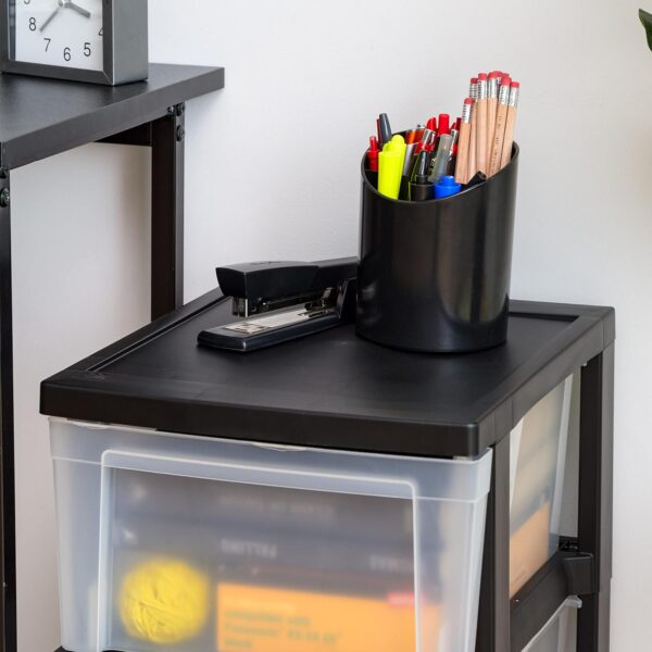 IRIS USA 3-Drawer Plastic Storage Dresser, 2-Pack, Standing Organizer Storage Container Bin with Drawers for Clothes Crafts Classroom Bedroom Dorm, Black/Clear - Image 6