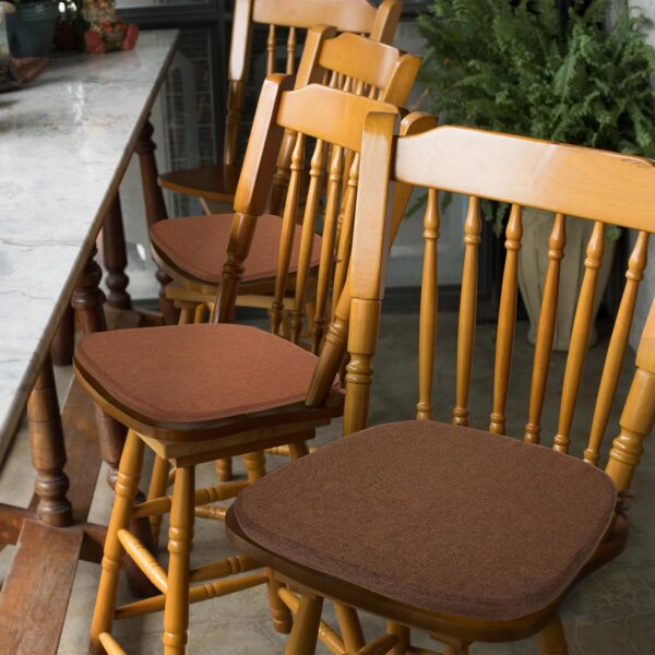 Timgle 6 Pcs Dining Room Chair Cushions with Ties 17 x 16.5 x 2 Inch Kitchen Chair Pad with High Density Sponge Seat Cushion Removable Chair Cover Machine Washable (Dark Brown) - Image 7