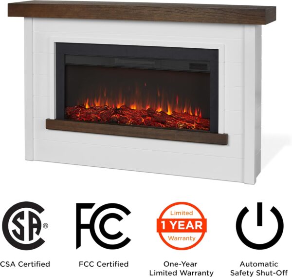 Real Flame Bernice 67" Landscape Electric Fireplace with Mantel for Living Room or Bedroom, Replaceable Fireplace Insert Heater, Realistic Log and Flame Effect, Remote Control, Timer - Image 6