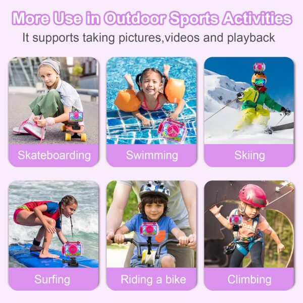 GKTZ Kids Waterproof Camera - Underwater Camera Birthday Gifts for Girls Boys Children Digital Action Camera with 32GB SD Card, Pool Toys for Kids Age 4 5 6 7 8 10 - Image 6