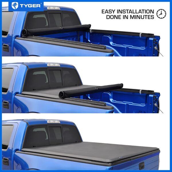 Tyger Auto T1 Soft Roll Up Truck Bed Tonneau Cover Compatible with 1999-2016 Ford F-250 F-350 Super Duty | Styleside 8' Bed (97") | TG-BC1F9028 , Black - Image 7