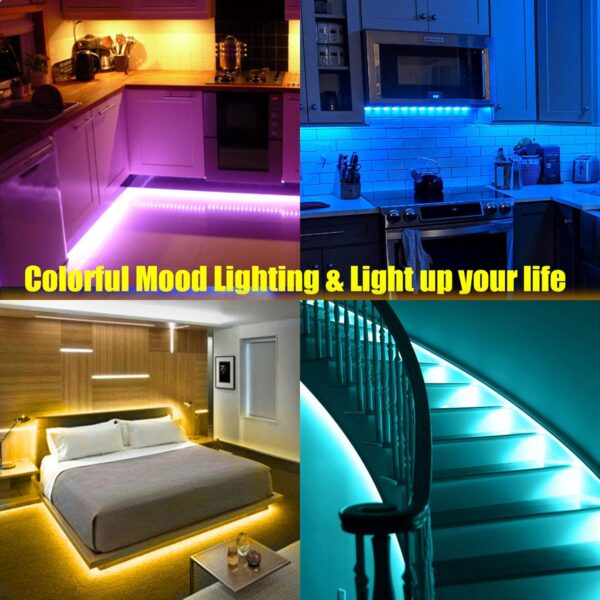 maylit 10 PCS Smart RGB Under Cabinet Lights Kit, Work with Alexa and Google Assistant, App and Remote Control, Music Sync Color Changing, Timer, Dimmable, for Cabinet, Counter, Shelf, Bookcase - Image 7