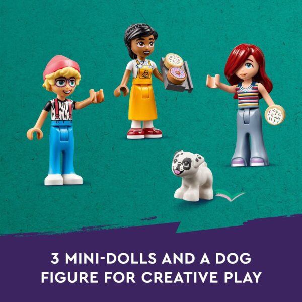 LEGO Friends Heartlake City Café Shop Toy for Kids, Bakery Building Set, Birthday Gift Idea for Girls and Boys Ages 6 Years and Up with 3 Mini Dolls and a Dog Toy Figure, 42618 - Image 5