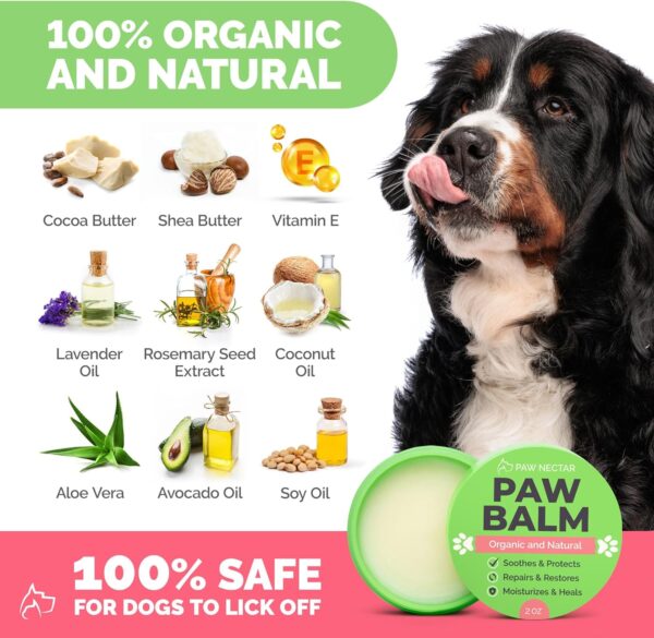 Dog Paw Balm - Heals, Repairs & Restores Dry, Cracked & Damaged Paws - 100% Organic & Natural Cream Butter, Wax, Moisturizer & Protection for Dog Feet & Foot Pads - Effective & Safe - 2 Oz - Image 4