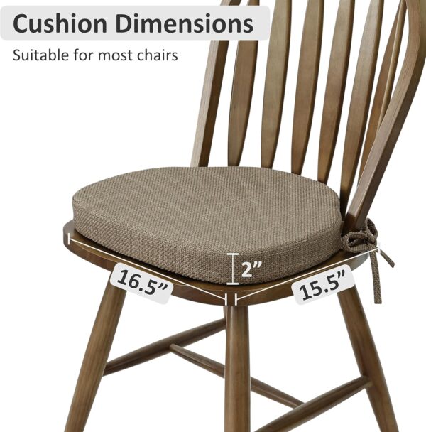 Shinnwa Dining Chair Cushions Set of 4 Windsor Chair Pads for Dining Room High-Resilience Foam Seat Cushions for Kitchen Chairs with Ties & Textured Cover, 4 Pack, 16.5 x 15.5 x 2 Inches - Image 6