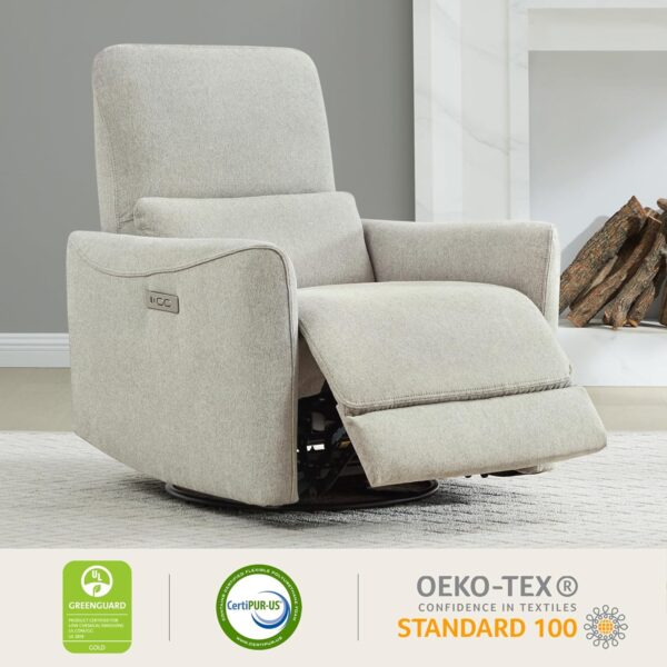 CHITA Power Recliner Chair Swivel Glider, FSC Certified Fabric Living Room Nursery Reclining Sofa Chair with Lumbar Support, Dove Grey - Image 5