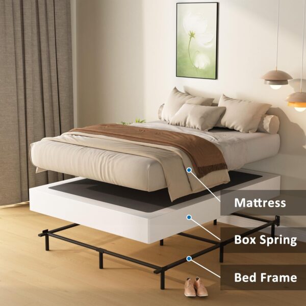 King Size Box Spring, 7 Inch Heavy Duty Bed Base with Fabric Cover, No Noise Mattress Foundation for Bed, Easy Assembly, Black - Image 4