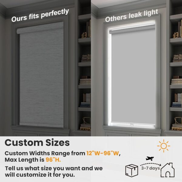 Blackout Roller Blinds for Windows Cordless Striped Jacquard Roller Shades with Cassette Valance Thermal Insulated UV Protection Window Shades for Home Office Bedroom,White,Custom Sizes - Image 2