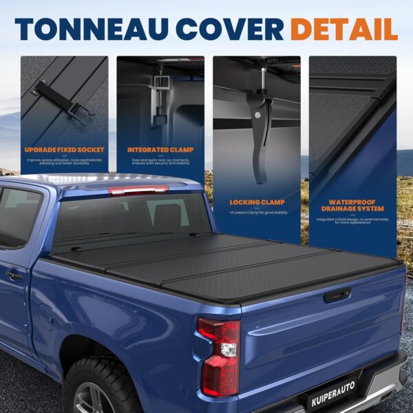 Hard Tri Truck Bed Tonneau Cover Truck Bed Compatible for 2015-2024 Chevrolet Colorado GMC Canyon Fleetside - 5FT Short Bed (60 inch) - Image 4