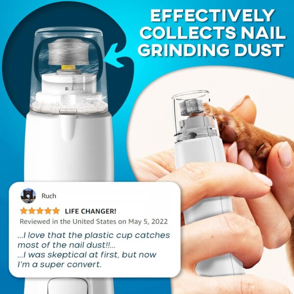 Dog Nail Grinder with LED Light, Rechargeable Dog Nail Grinder for Large Dogs, Medium & Small Dogs, Professional Pet Nail Grinder for Dogs Quiet Soft Puppy Grooming, Cat Nail Grinder, Dog Nail Trimmer - Image 4
