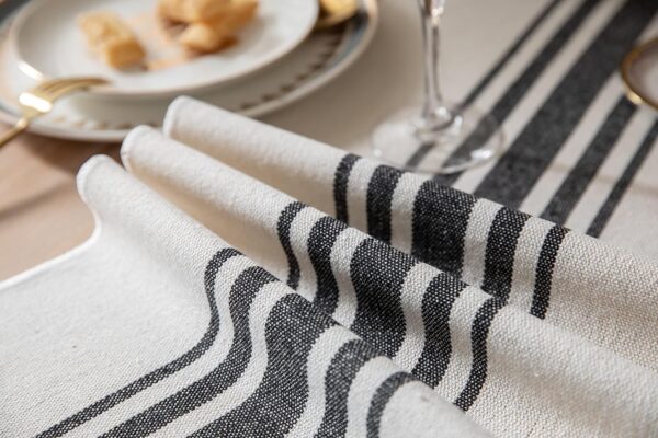 Caflife Boho Table Runner for Modern Farmhouse Decor, Dining Table décor 13 x 72 Inch Long, Coffee Table Runner with Handcrafted Tassels, Black and Beige Stripe Table Runner for Home Boho décor - Image 6