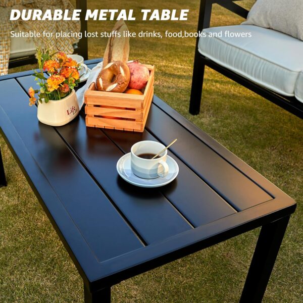 NATURAL EXPRESSIONS Outdoor Patio Furniture 4 Pieces Set, Modern Patio Conversation Sets, Outdoor Sectional Metal Sofa with 5.5 Inch Cushion and Coffee Table for Balcony, Garden - Image 3