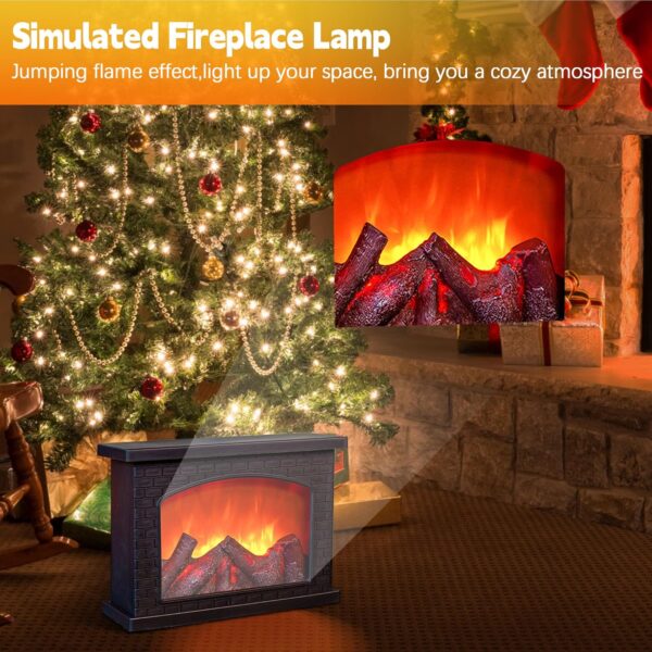 Fireplace Lanterns Decorative,Small Fake Fireplace,Flame Effect LED Fire Lamp,Battery Operated USB Charge Portable Fireplace,Indoor Outdoor Christmas Decoration (No Heater Function Black) - Image 6