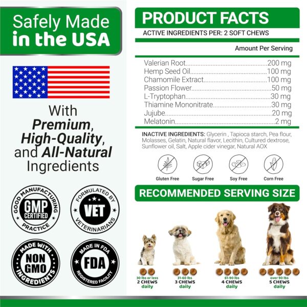YUMA'S Hemp Calming Chews for Dogs - Advanced Dog Calming Treats - Dog Calming Chews - 170 Chews - Anxiety Relief Treats - Separation Aid, Barking, Stress Relief, Thunderstorms - Melatonin - Hemp Oil - Image 6