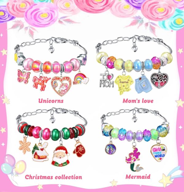Girls Charm Bracelet Making Kit - Unicorn Jewelry Supplies Make Set DIY Art Craft Set Charm Bracelets Kits Creative Birthday Gifts for Kids Age 6 7 8 9 10 11 12 Year Old Girl Little Children Girl Toys - Image 5