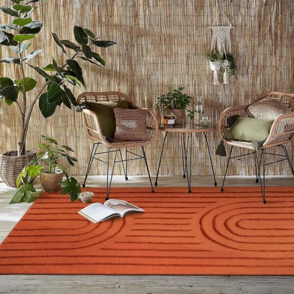 LEEVAN Washable Rugs for Living Room 5x8, Terracotta Tufted Rainbow Nursery Rug, Boho Low Pile Bedroom Floor Carpet, Modern Farmhouse Kids Room Rug for Dorm/Bedside/Classroom/Room - Image 7