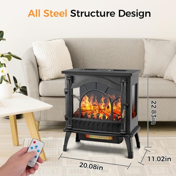 Joy Pebble Electric Fireplace Heater, 20'' Infrared Fireplace Heater 1000/1500W, 3D Realistic Flames Effect, ETL Certificated & Low Noise, Adjustable Flame Brightness, Overheating Protection - Image 5