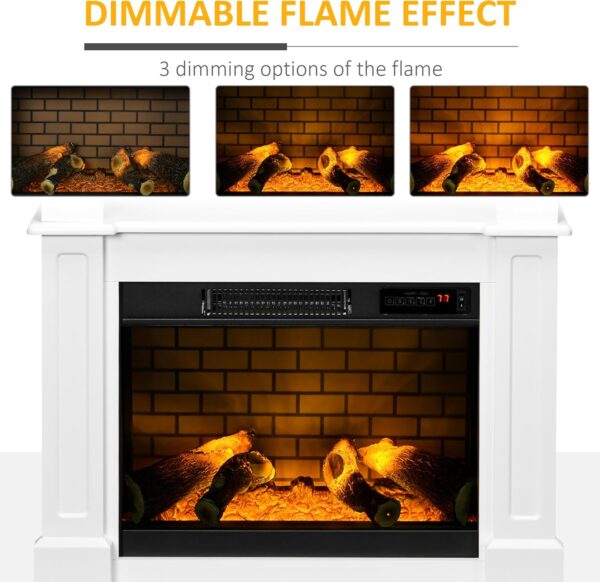 HOMCOM 31.75" W x 31" H Electric Fireplace Mantel TV Stand, Media Console Center Cabinet with a Shelf, White - Image 3