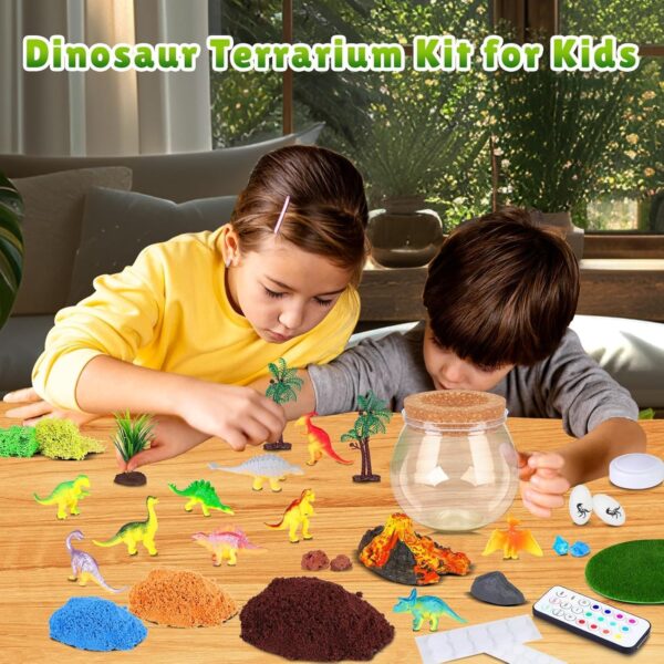 RONSTONE Dinosaur Toys for Boys - Dinosaur Terrarium Kit for Kids - Christmas Birthday Gifts for Boys Ages 4 5 6 7 8 Year Old - Light Up DIY Dinosaur Arts and Crafts for Boys and Kids - Image 5