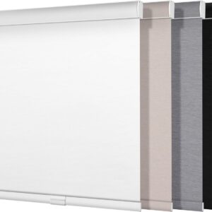 Boolegon Blackout Roller Shades for Windows Cordless Roller Blinds with Cassette Valance Roller Window Blinds Thermal Insulation Energy Saving Shades for Home Door Office, Pure White, Custom Sizes