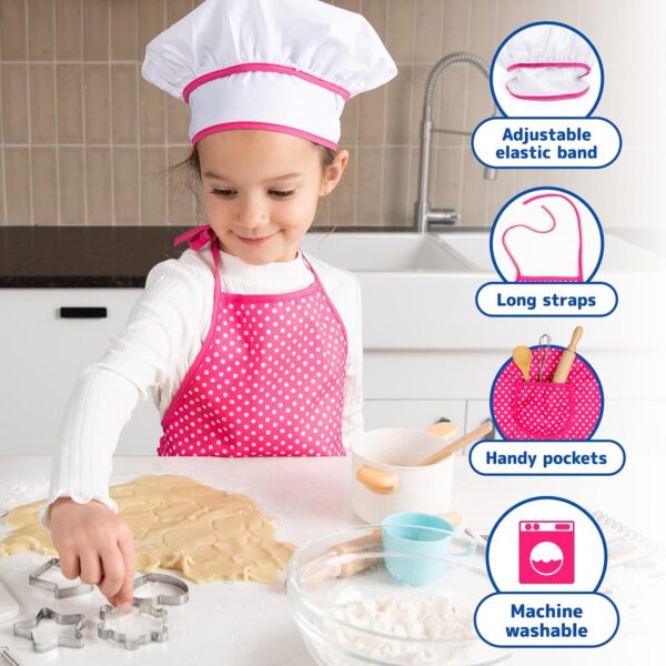 Kids Cooking and Baking Chef Set for Little Girls, Complete Cooking Sets, Toddler Dress Up & Pretend Play Dress Up Clothes for Little Girls, Kids Kitchen Toys 3-5 Years Old with Kids Aprons for Girls - Image 3