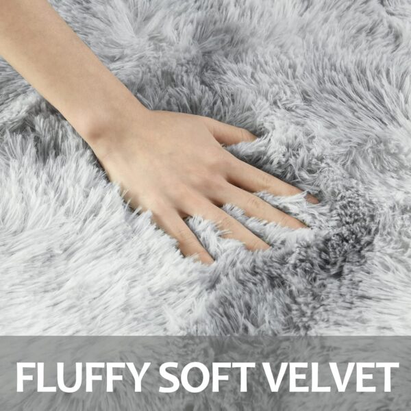 Hutha 5x8 Large Area Rugs for Living Room, Super Soft Fluffy Modern Bedroom Rug, Tie-Dyed Light Grey Indoor Shag Fuzzy Carpets for Girls Kids Nursery Room Home Decor - Image 5