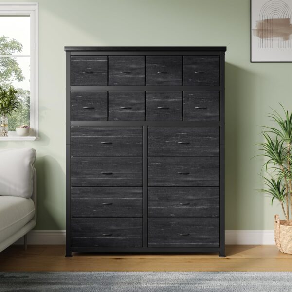 Tall Dresser for Bedroom, Black Dressers & Chests of Drawers with 16 Drawers, Large Fabric Dresser for Storage and Organization - Image 3