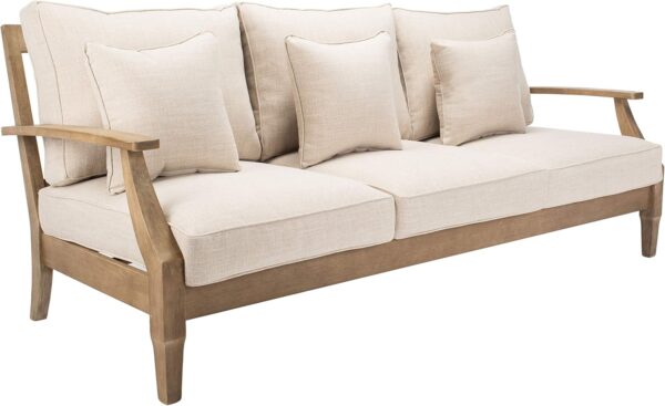 Safavieh CPT1013A Couture Martinique Natural and White Wood Outdoor Patio Sofa
