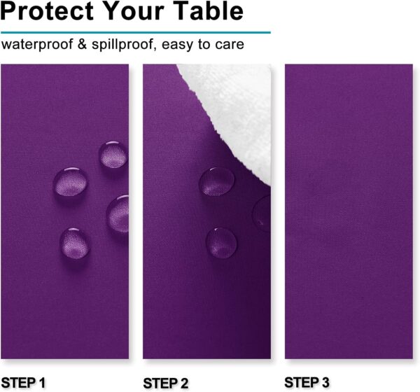 Hiasan Waterproof Tablecloth Rectangle - Washable Fabric Table Cloth for Dining Room Kitchen Birthday Party and Outdoor Use, Royal Purple, 54 x 108 Inch - Image 3