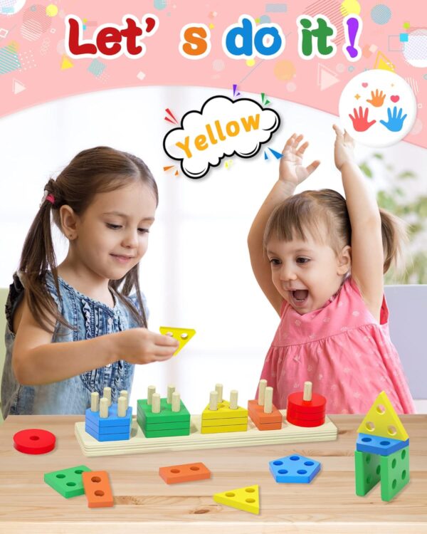 Yetonamr Montessori Toys for 1 2 3 Years Old Boys Girls Birthday Gifts, Wooden Sensory Toys for Ages 2-4 Toddlers Kids Baby, Toddler Learning Toy Activities Puzzles Ages 1-3 - Image 2