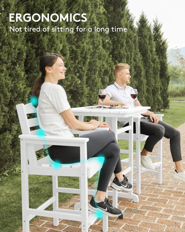 SERWALL 5 Pieces Adirondack Bar Chairs Set, HDPE Adirondack Barstools Chairs with Bar Pub Table, Outdoor Patio Bar Furniture Set for Bistro, Balcony, Poolside, Garden, White - Image 7