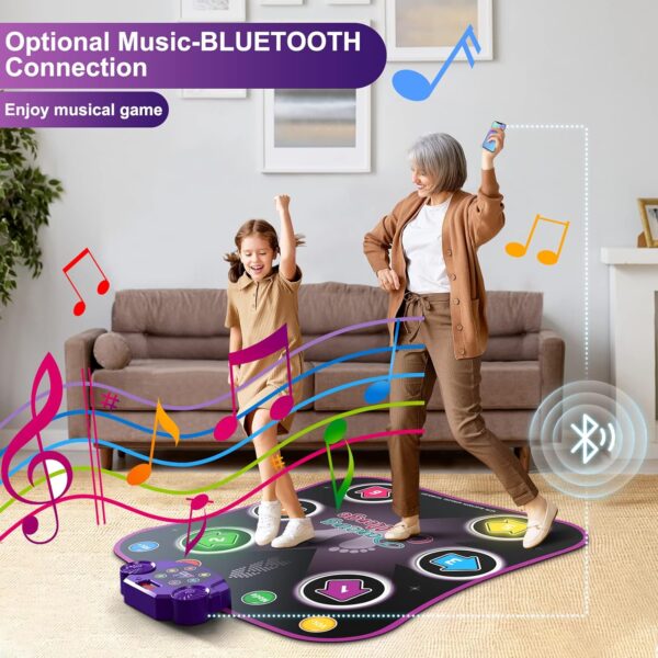 Dance Mat Toys for 3-12 Year Old Kids, Electronic Dance Pad with Light-up 6-Button Wireless Bluetooth, Music Dance with 5 Game Modes, Birthday Toys Gifts for 3 4 5 6 7 8 9 10+ Year Old Girls - Image 5