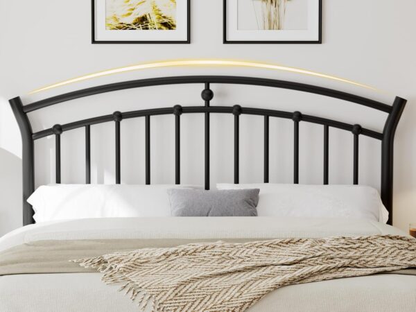iPormis Full Size Metal Platform Bed Frame with Modern Iron-Art Headboard/Heavy Duty Steel Slats Support/Under Bed Storage/No Box Spring Needed/Easy Assembly/Noise-Free/Black - Image 4