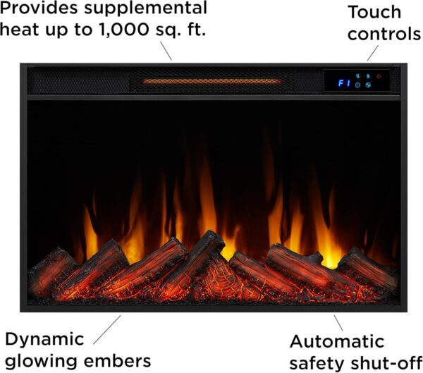 Real Flame Crawford Slim 48" Indoor Electric Fireplace with Mantel for Living Room or Bedroom, Replaceable Fireplace Insert Heater, Realistic Log and Flame Effect, Remote Control, Timer, White - Image 7