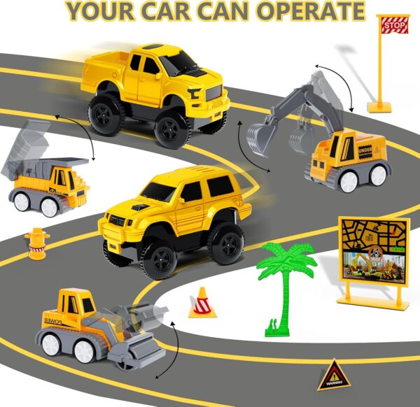 Kids Toys 253 PCS Construction Race Tracks Toy for 3 4 5 6 7 8 Year Old Boys Girls, 5 PCS Construction Truck Car and Flexible Track Play Set Create A Engineering Road Games Toddler Toys Birthday Gifts - Image 6