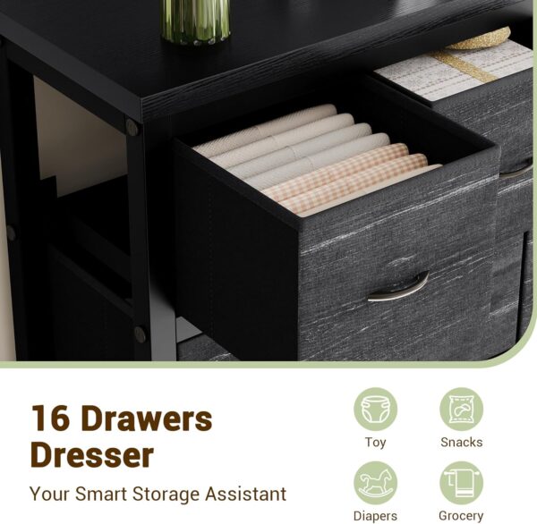 Tall Dresser for Bedroom, Black Dressers & Chests of Drawers with 16 Drawers, Large Fabric Dresser for Storage and Organization - Image 7